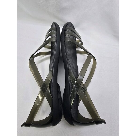 Crocs Isabella Strappy Jelly Sandals Womens 8 Black Slip On - Picture 5 of 7